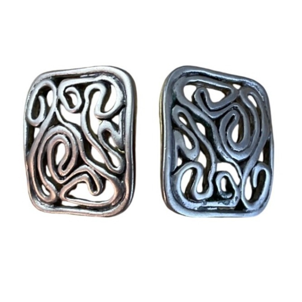 Vintage St. John Clip-On Earrings Quiet Luxury Brutalist Artistic Geometric